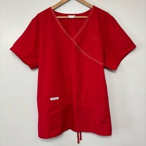 Work of Heart Red Simple Valentine’s Day Scrub Top W/ Embroidered Heart Size XXL
